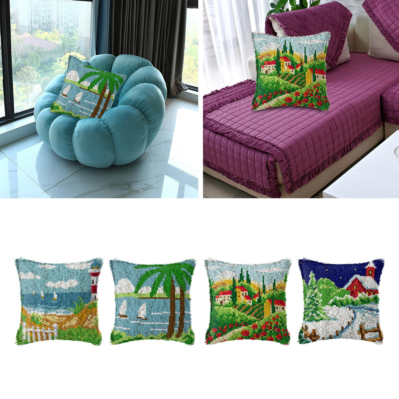 Latch Hook Embroidery Kits Cushion Needlework Blank Pillowcase Mesh Style 1