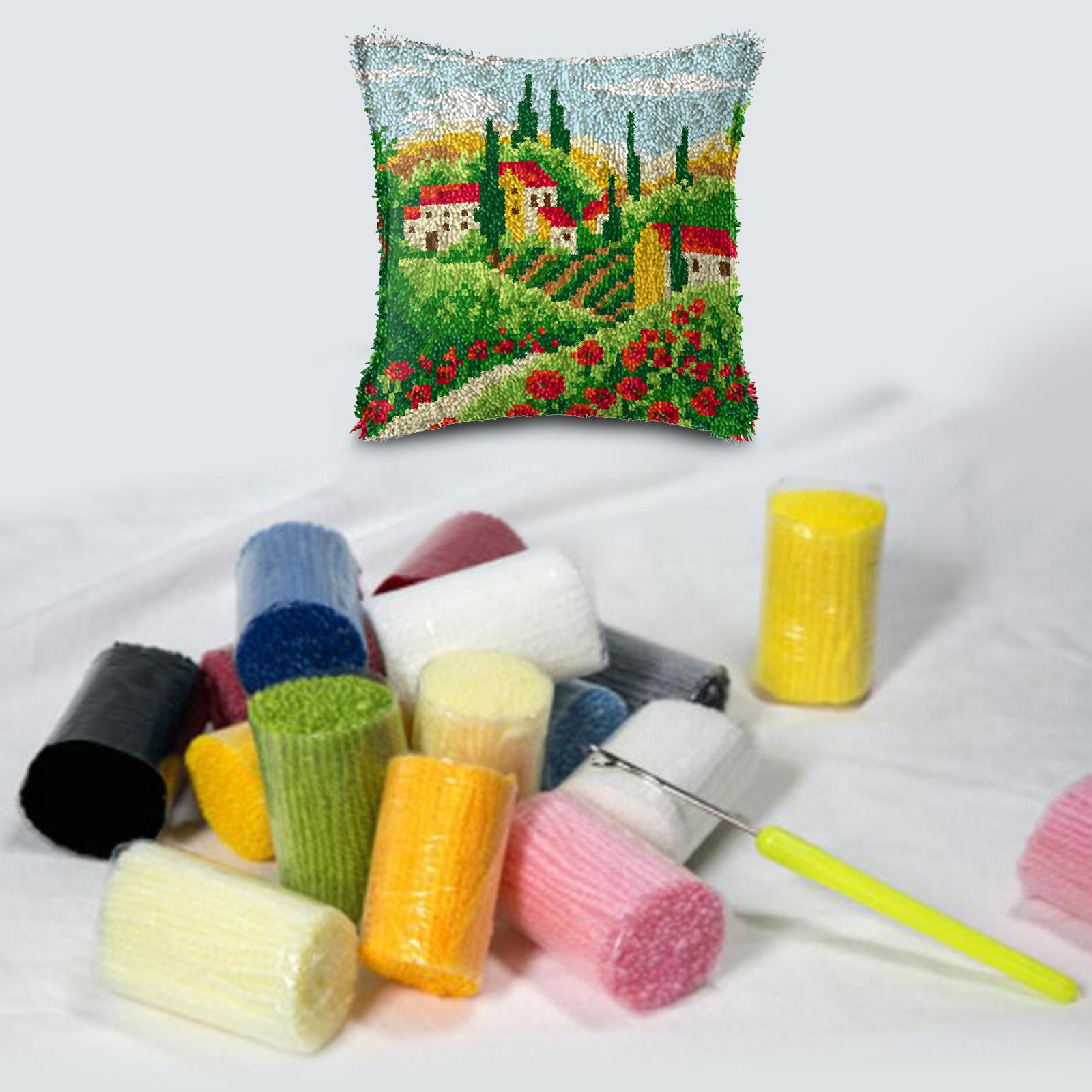 Latch Hook Embroidery Kits Cushion Needlework Blank Pillowcase Mesh Style 2