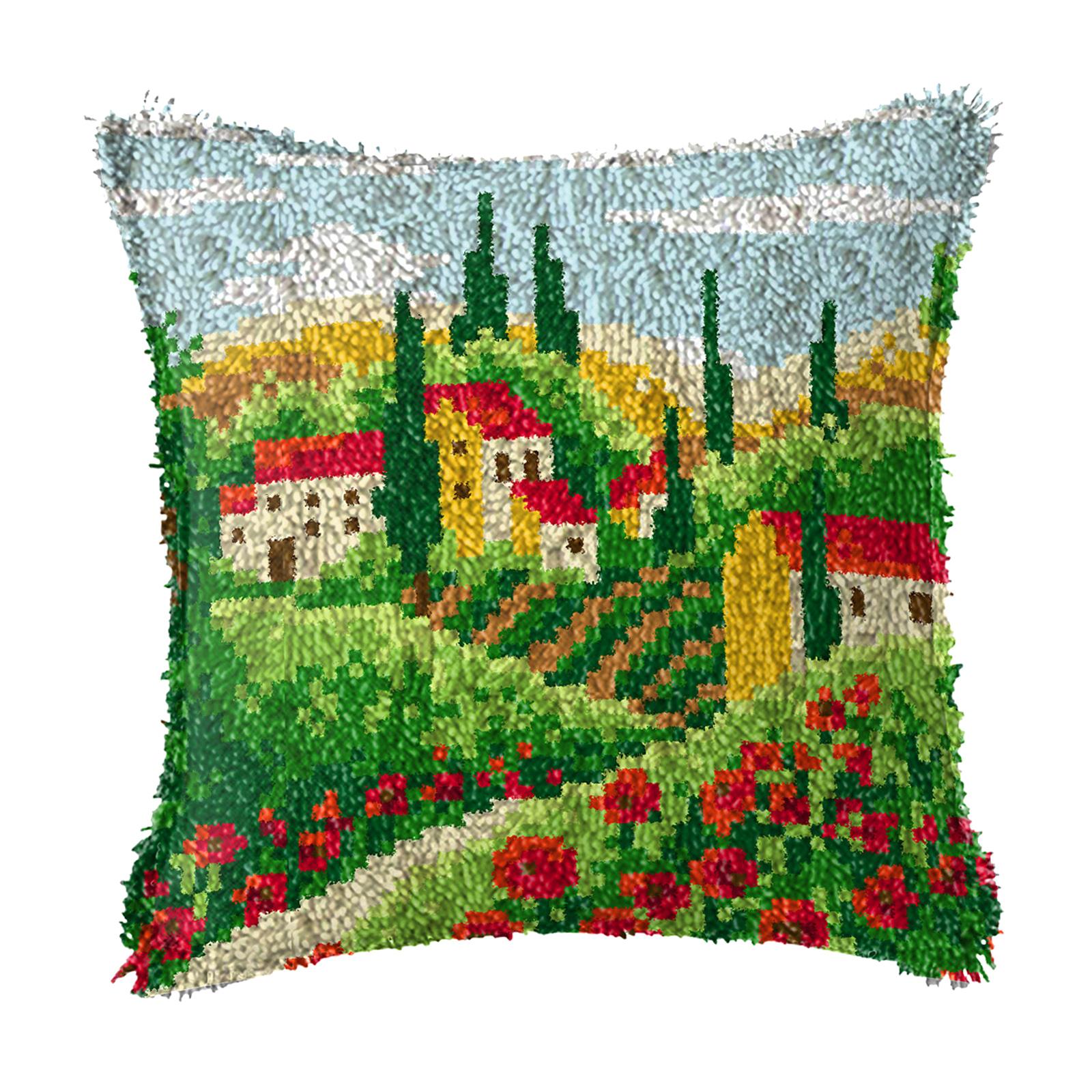 Latch Hook Embroidery Kits Cushion Needlework Blank Pillowcase Mesh Style 2