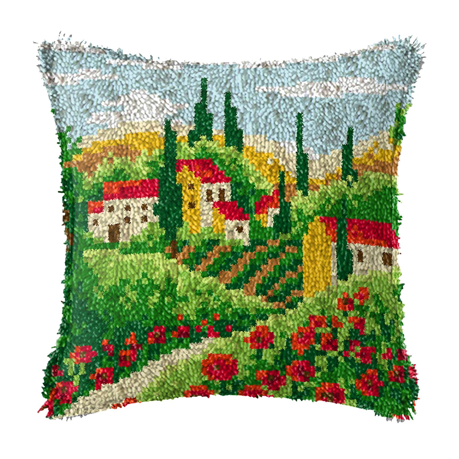 Latch Hook Embroidery Kits Cushion Needlework Blank Pillowcase Mesh Style 2