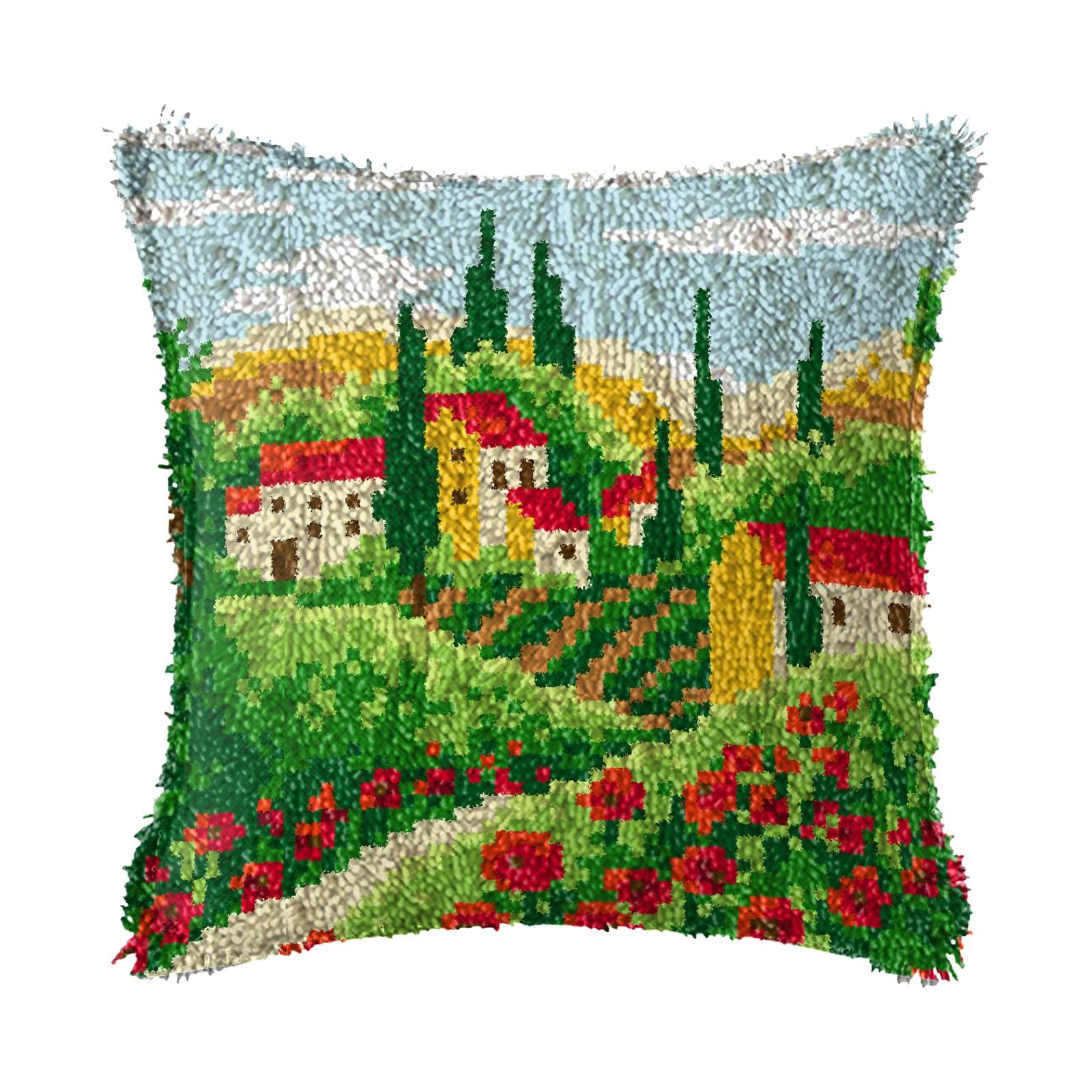Latch Hook Embroidery Kits Cushion Needlework Blank Pillowcase Mesh Style 2