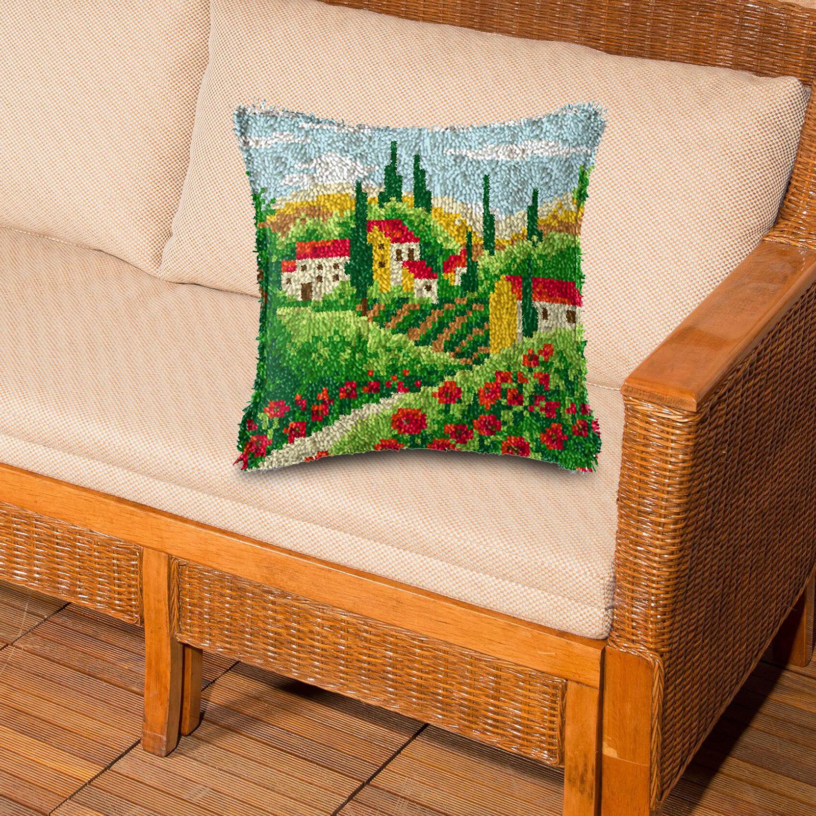 Latch Hook Embroidery Kits Cushion Needlework Blank Pillowcase Mesh Style 2