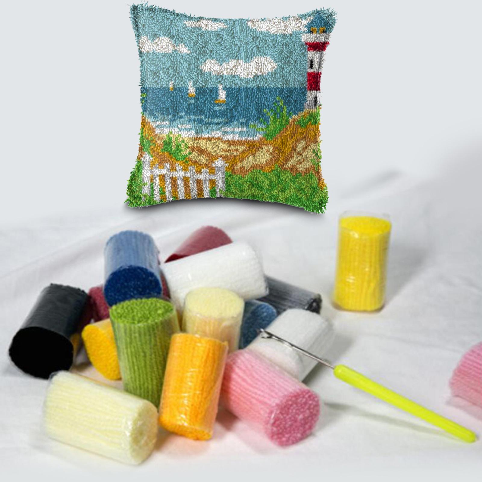 Latch Hook Embroidery Kits Cushion Needlework Blank Pillowcase Mesh Style 4