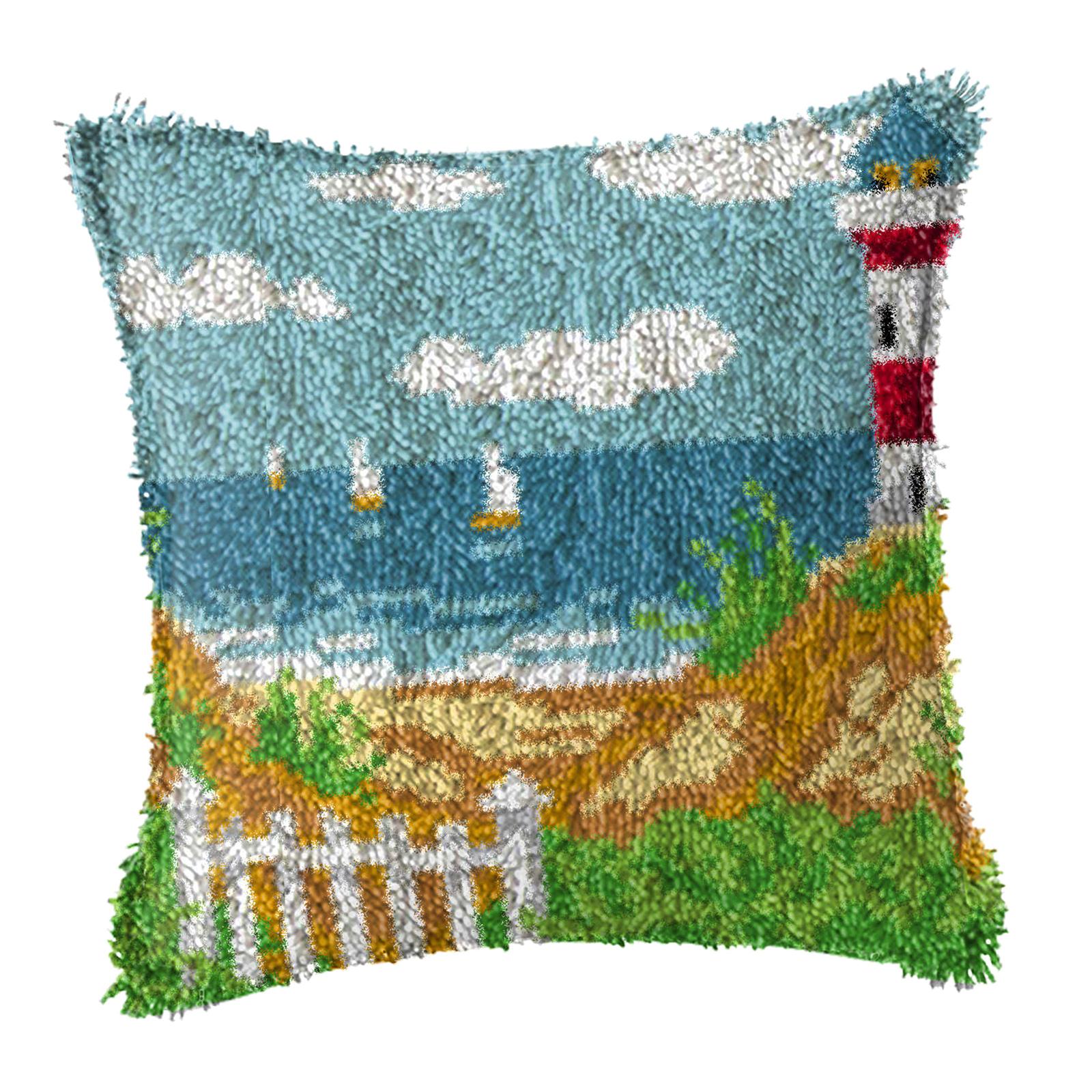 Latch Hook Embroidery Kits Cushion Needlework Blank Pillowcase Mesh Style 4