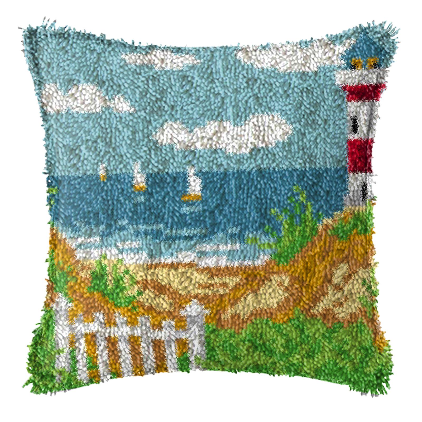 Latch Hook Embroidery Kits Cushion Needlework Blank Pillowcase Mesh Style 4