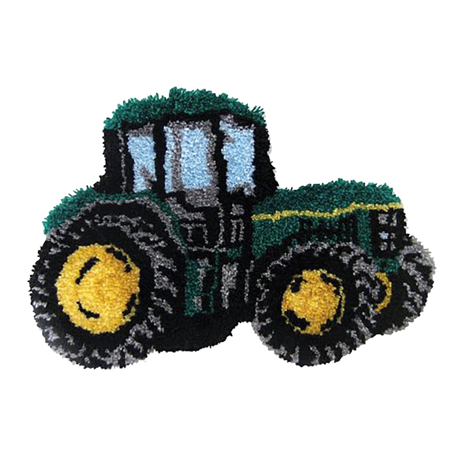 Latch Hook Embroidery Kits Cushion Blank Pillowcase DIY Craft Dark green car