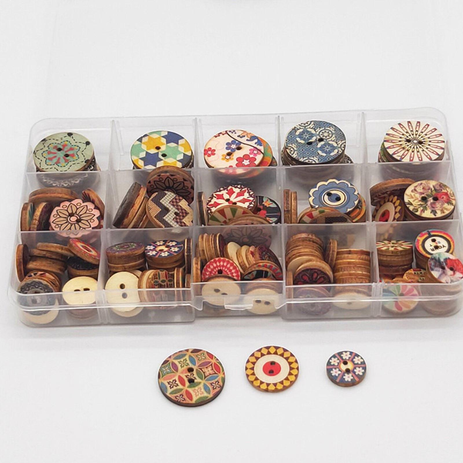 Round Wooden Buttons for Crafts Sewing Bulk Assorted Buttons Clothes Decor