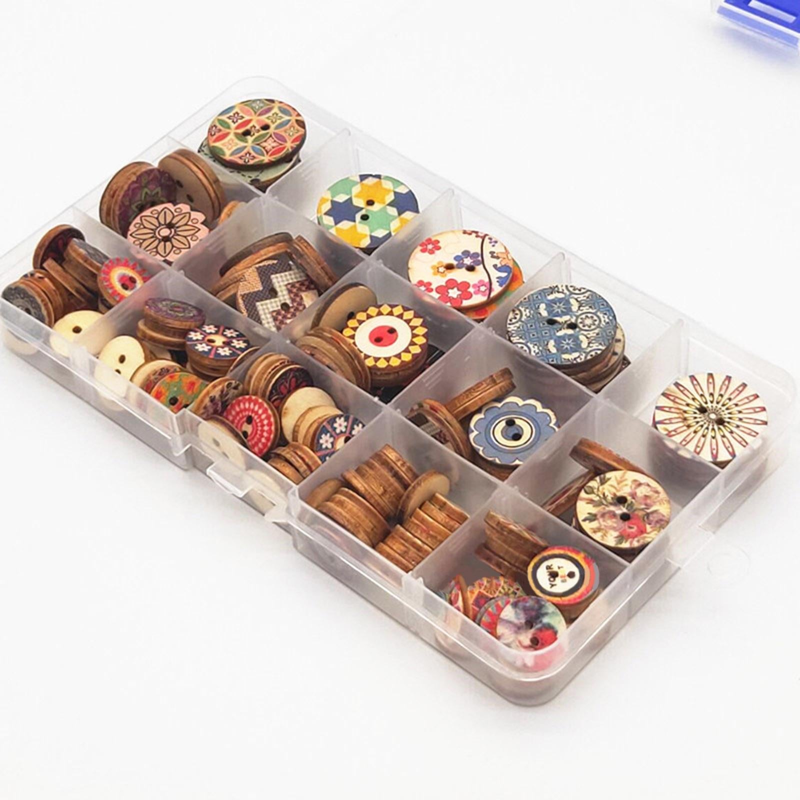 Round Wooden Buttons for Crafts Sewing Bulk Assorted Buttons Clothes Decor