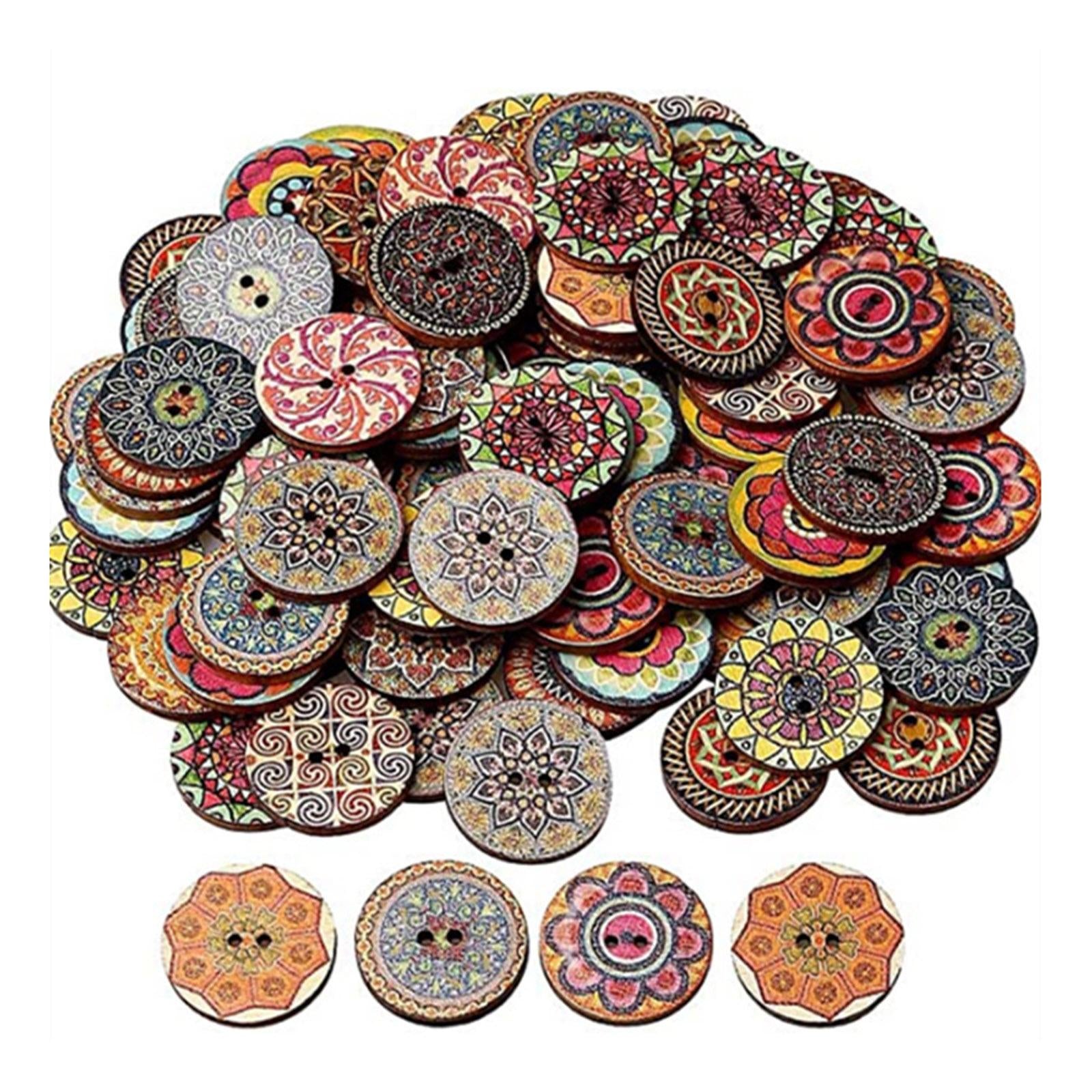 Round Wooden Buttons for Crafts Sewing Bulk Assorted Buttons Clothes Decor