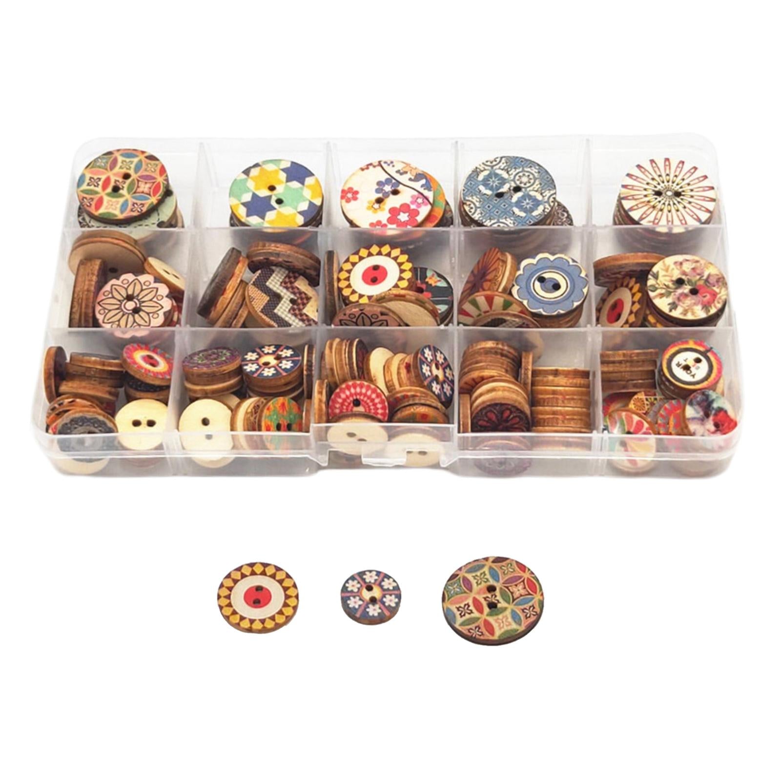 Round Wooden Buttons for Crafts Sewing Bulk Assorted Buttons Clothes Decor