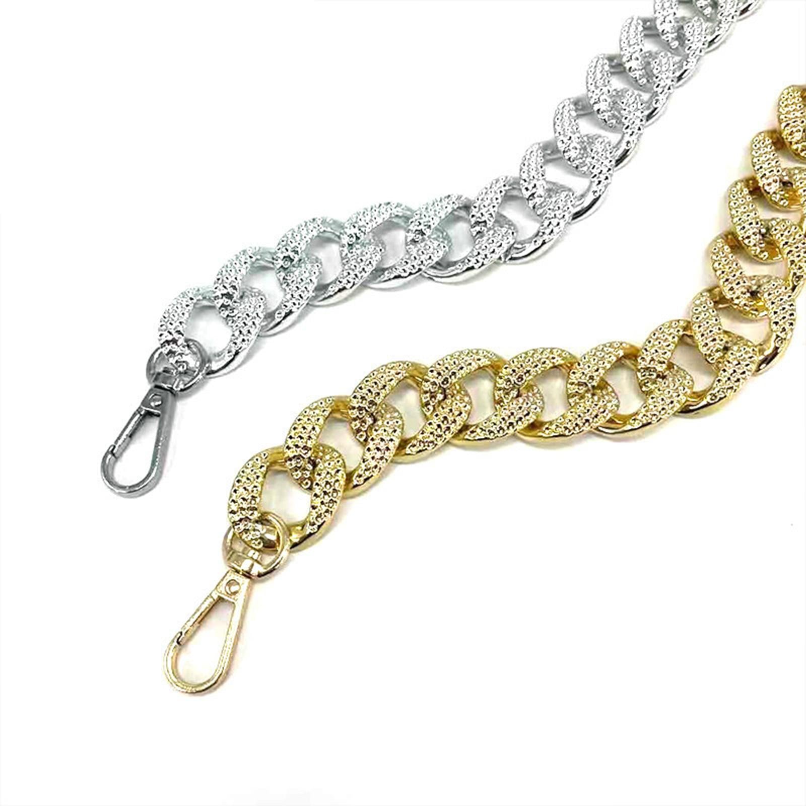 3x Metal Purse Chain Strap 38cm DIY Clutch Tote Bag Straps Extender Golden
