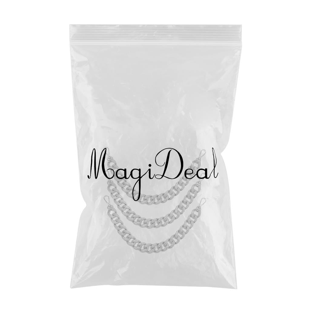 3x Metal Purse Chain Strap 38cm DIY Clutch Tote Bag Straps Extender Silver