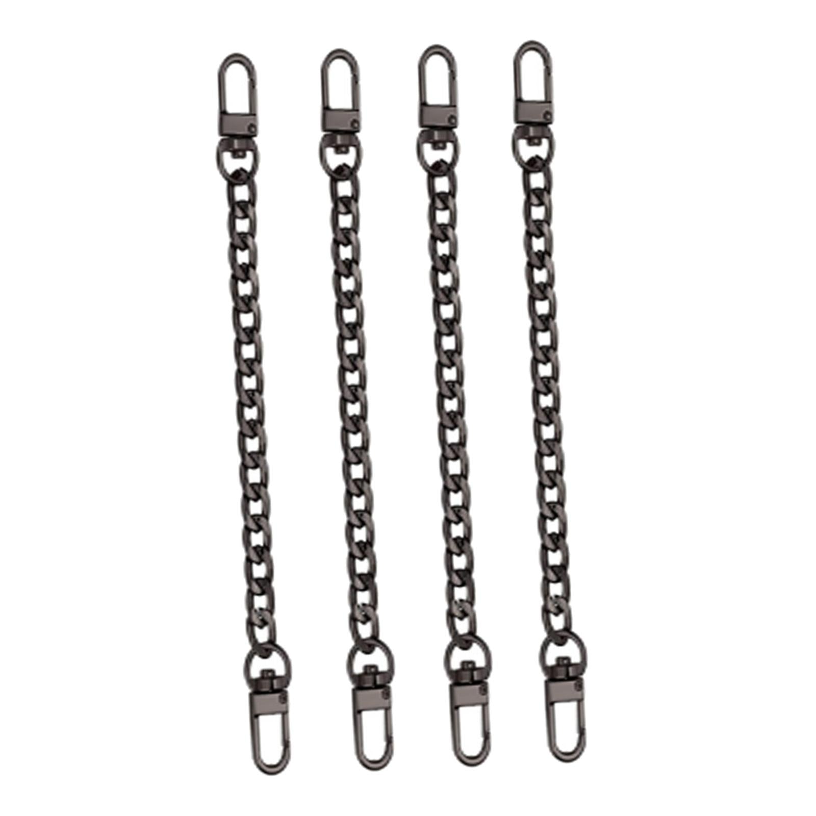 4Pieces Metal Flat Chain & Purse Strap Extender / Chain Strap Accessory Black