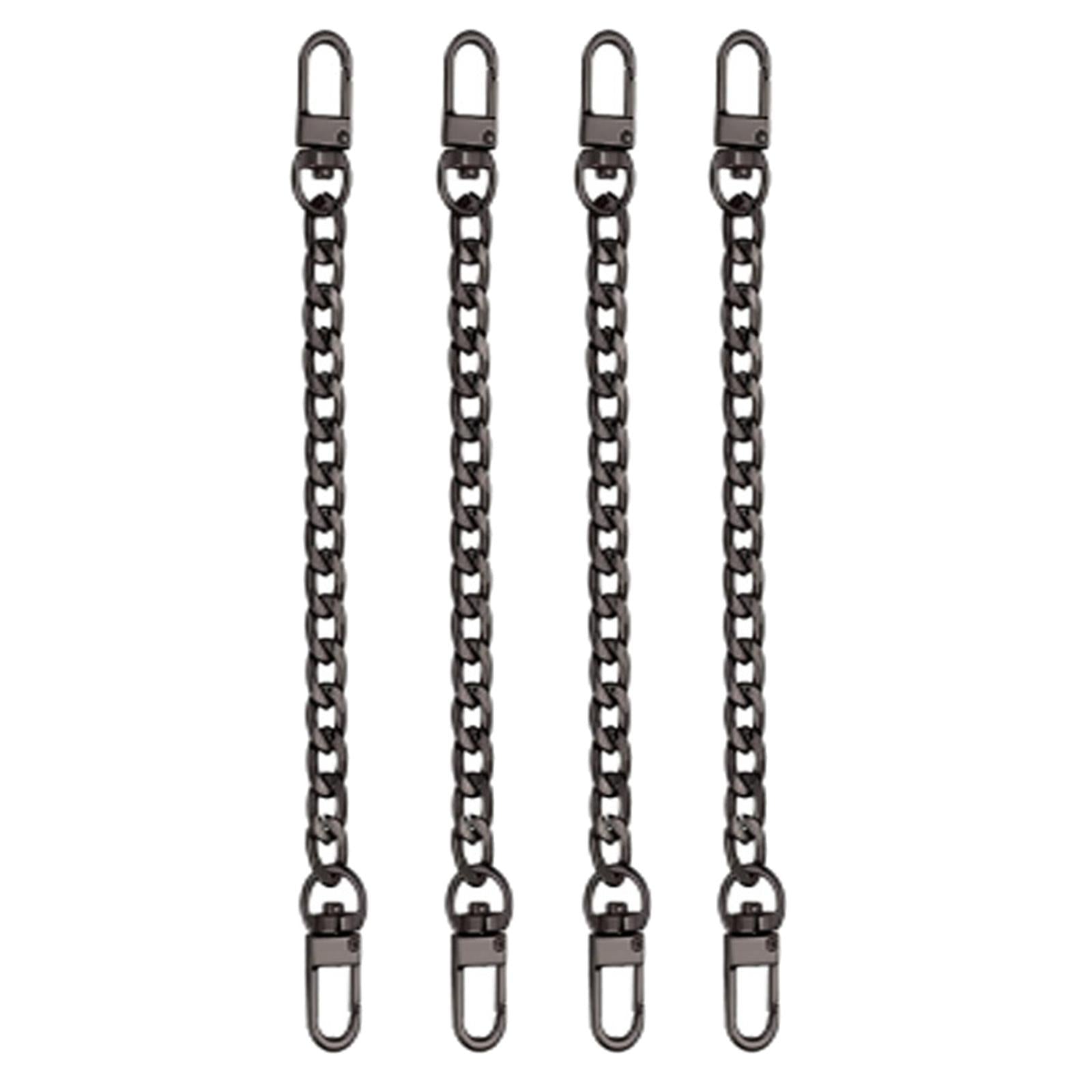 4Pieces Metal Flat Chain & Purse Strap Extender / Chain Strap Accessory Black