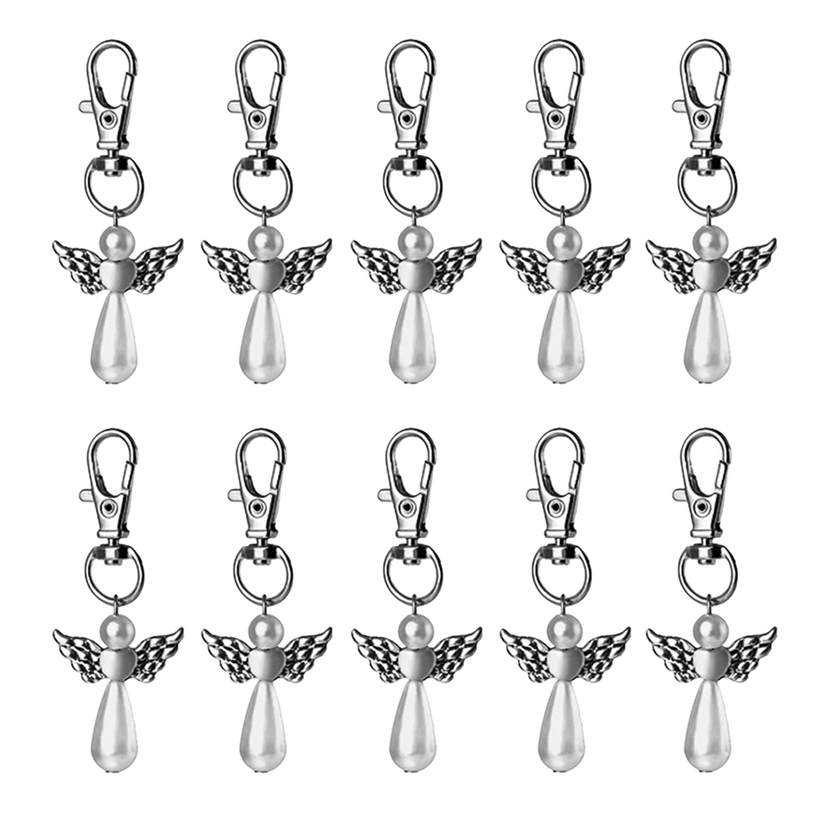 10x Angel Keychain Cherub Key Chains Baby Shower Cards Keyring Jewelry White