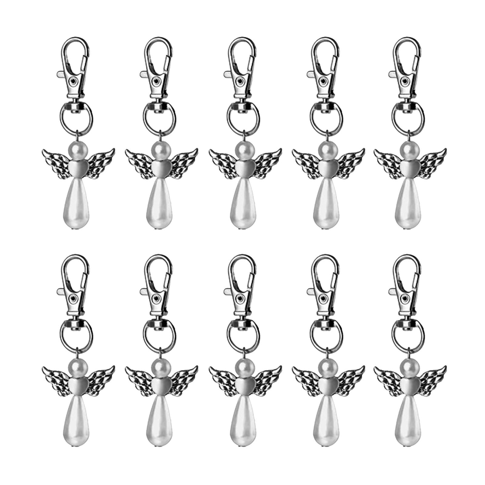 10x Angel Keychain Cherub Key Chains Baby Shower Cards Keyring Jewelry White