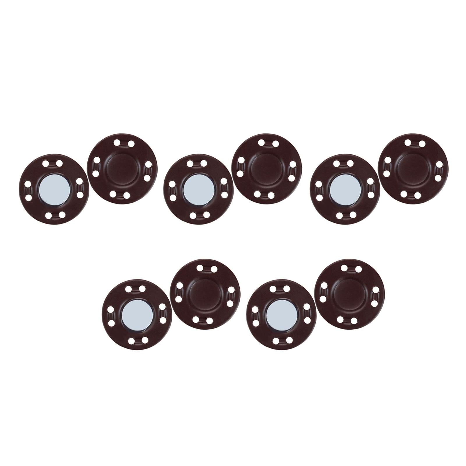 10Pairs Magnetic Button Clasps Snaps Sewing Closure for Bag Dress DIY Coffee