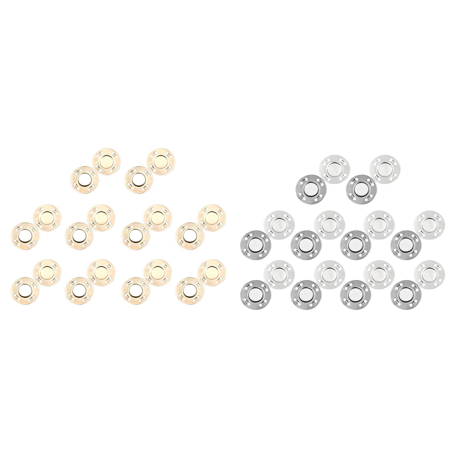 20Pairs Magnetic Button Clasps Snaps Sewing Coats Closure DIY Craft Gold