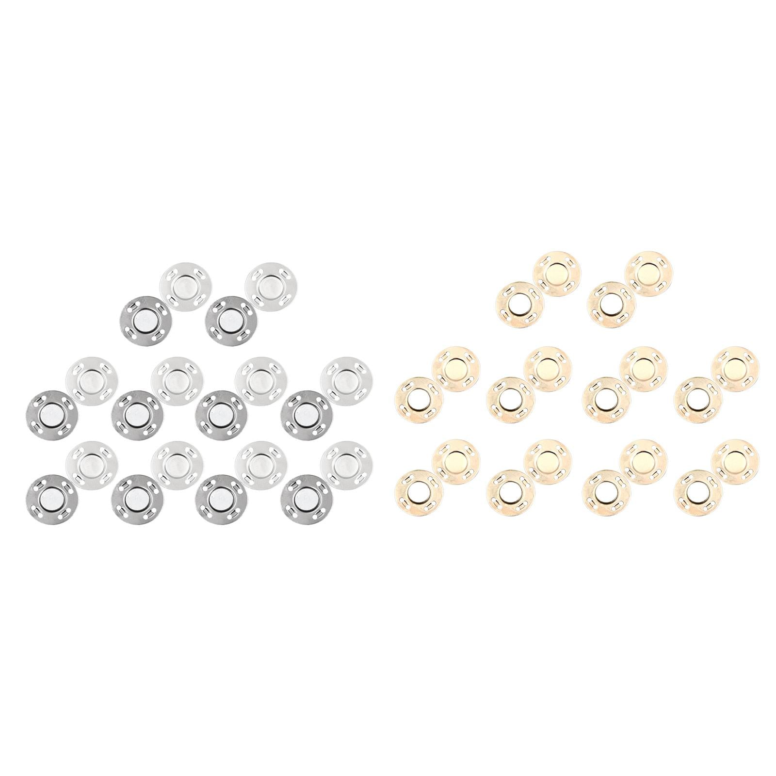 20Pairs Magnetic Button Clasps Snaps Sewing Coats Closure DIY Craft Gold