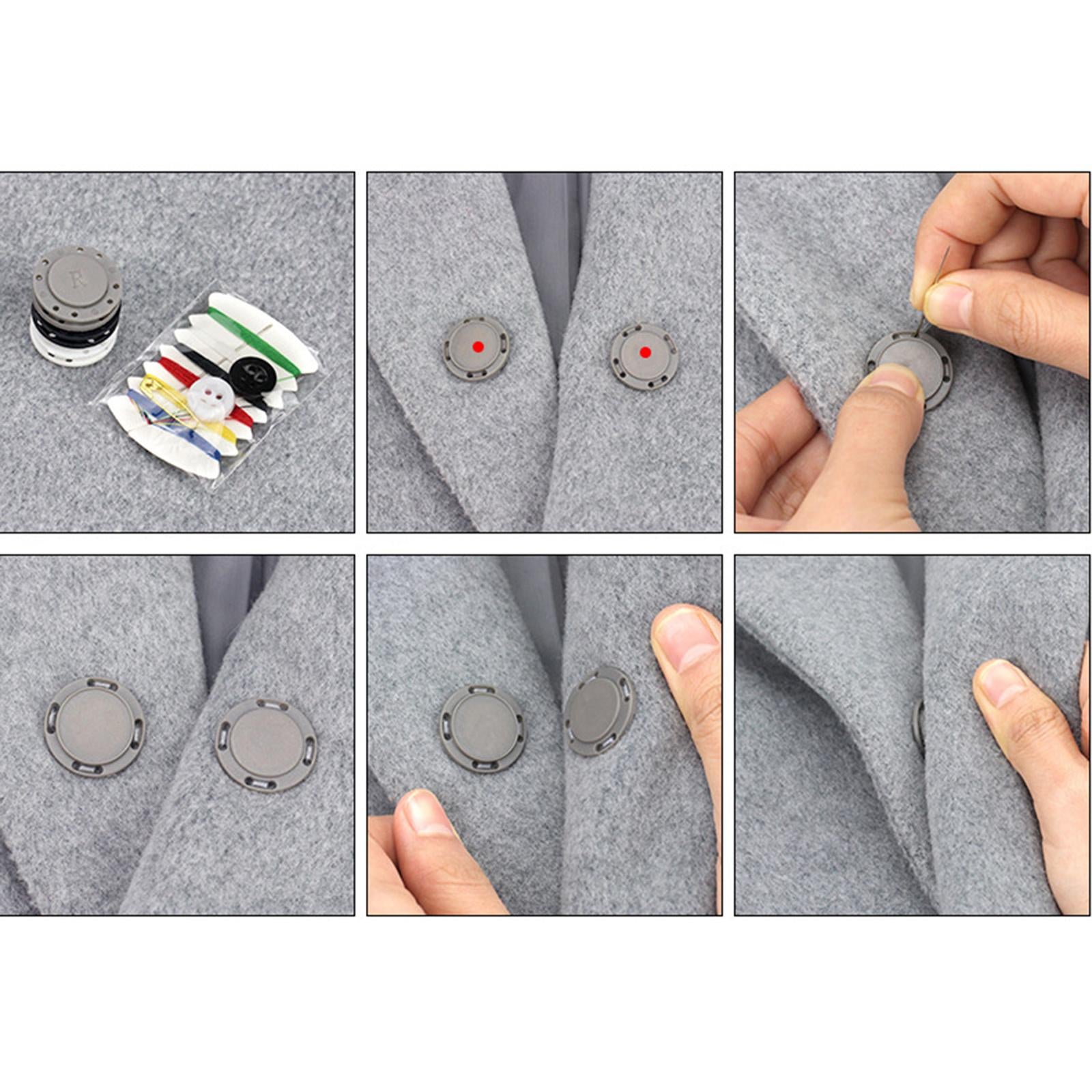 20Pairs Magnetic Button Clasps Snaps Sewing Coats Closure DIY Craft Silver