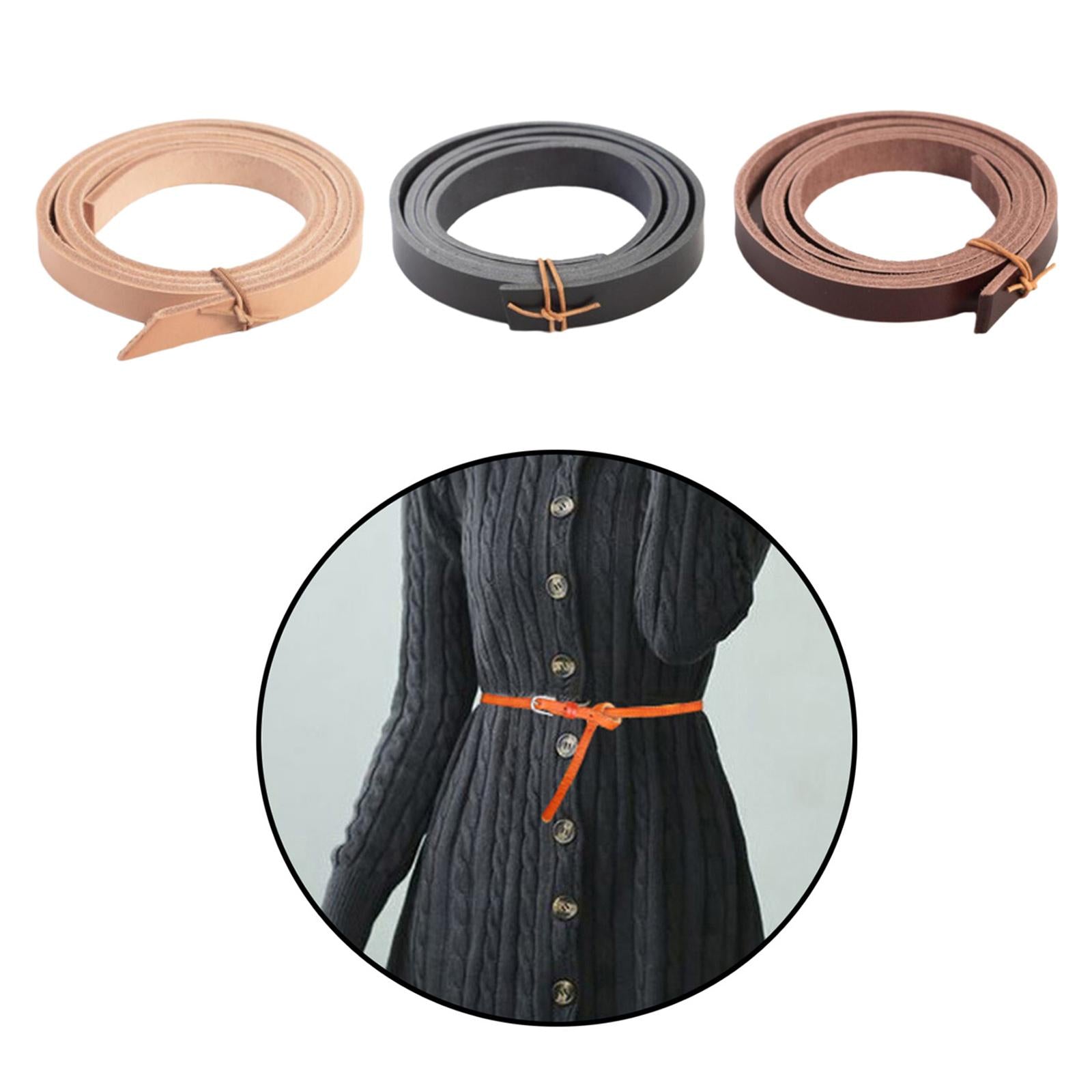 PU Leather Strips 2cm Wide 180cm Long Straps Crafting Sewing Keychain Belt Black