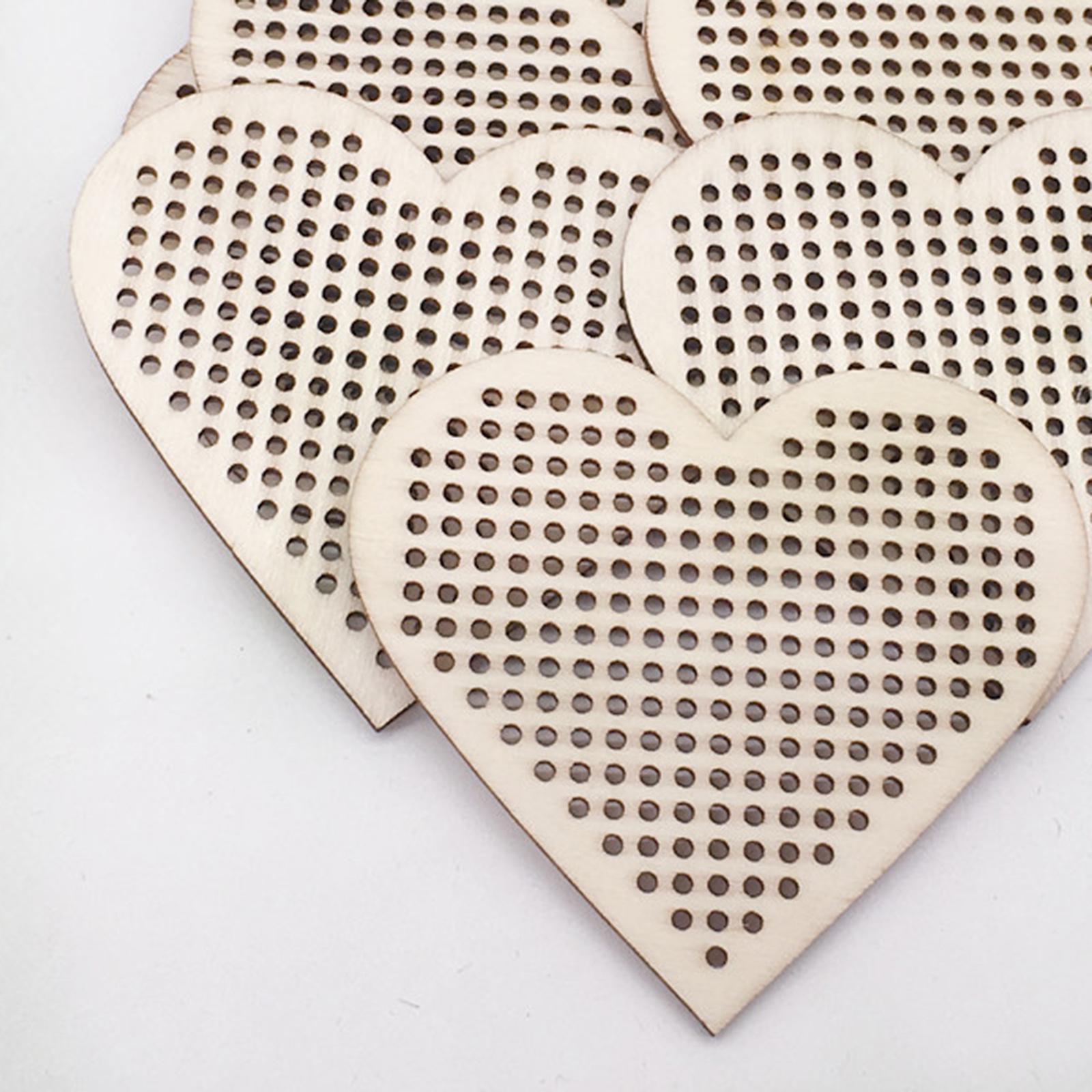 30x Cross Stitch Pendant Blank Wooden for Counted Embroidery 7.7x7CM Heart