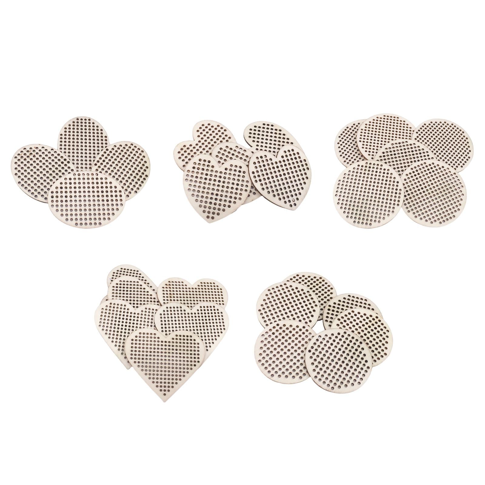 30x Cross Stitch Pendant Blank Wooden for Counted Embroidery 7.7x7CM Heart