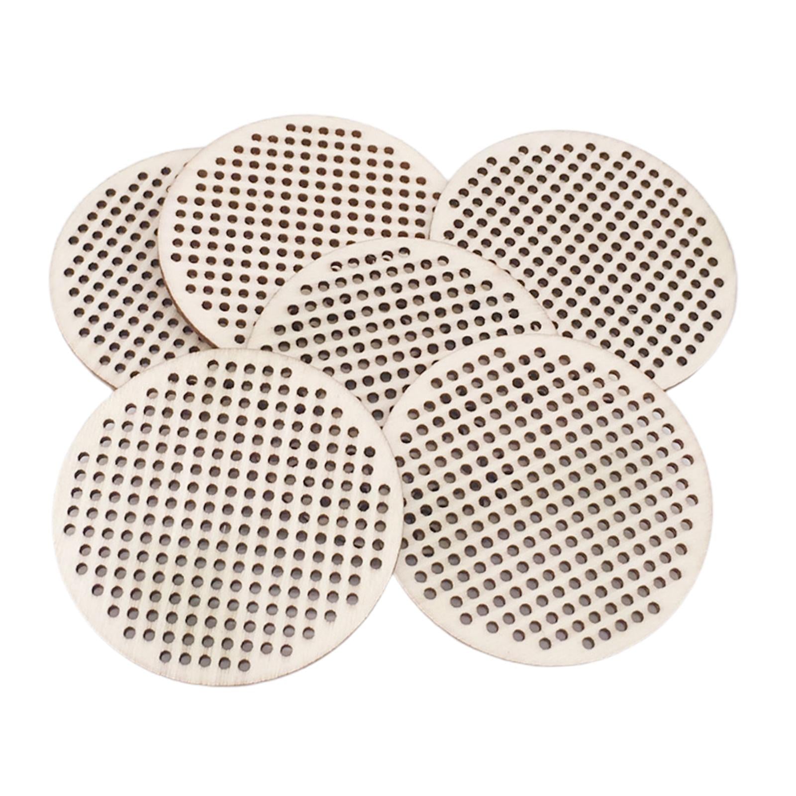 30x Cross Stitch Pendant Blank Wooden for Counted Embroidery 6.5CM Round