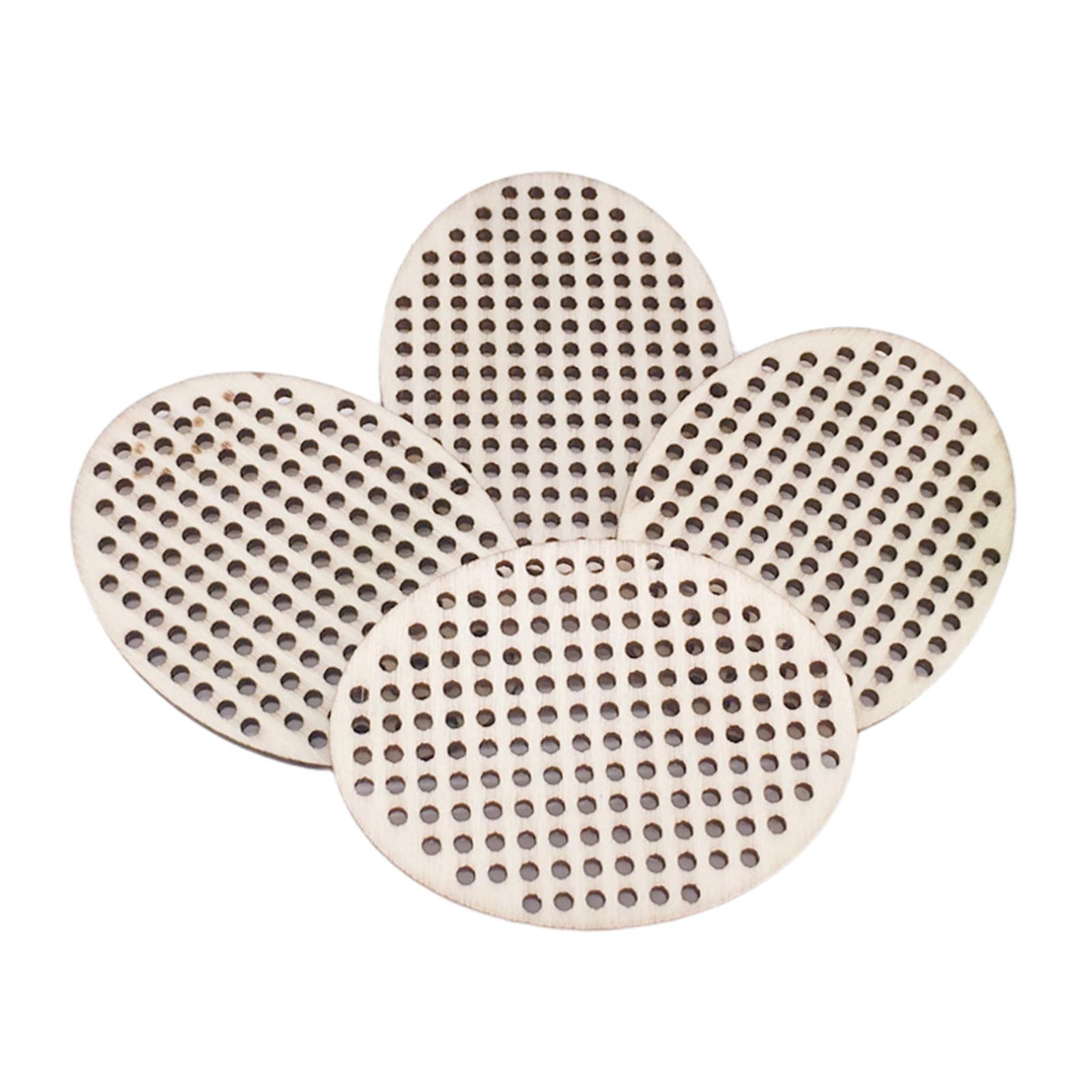 30x Cross Stitch Pendant Blank Wooden for Counted Embroidery 6x4.5CM Oval