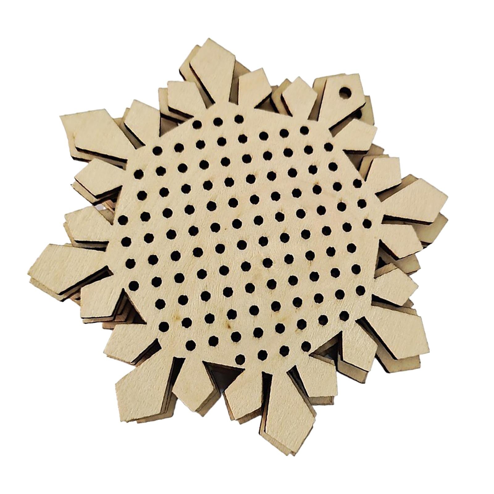12Pcs Cross Stitch Pendant Blank Wood Shapes for Handmade Embroidery Style 1