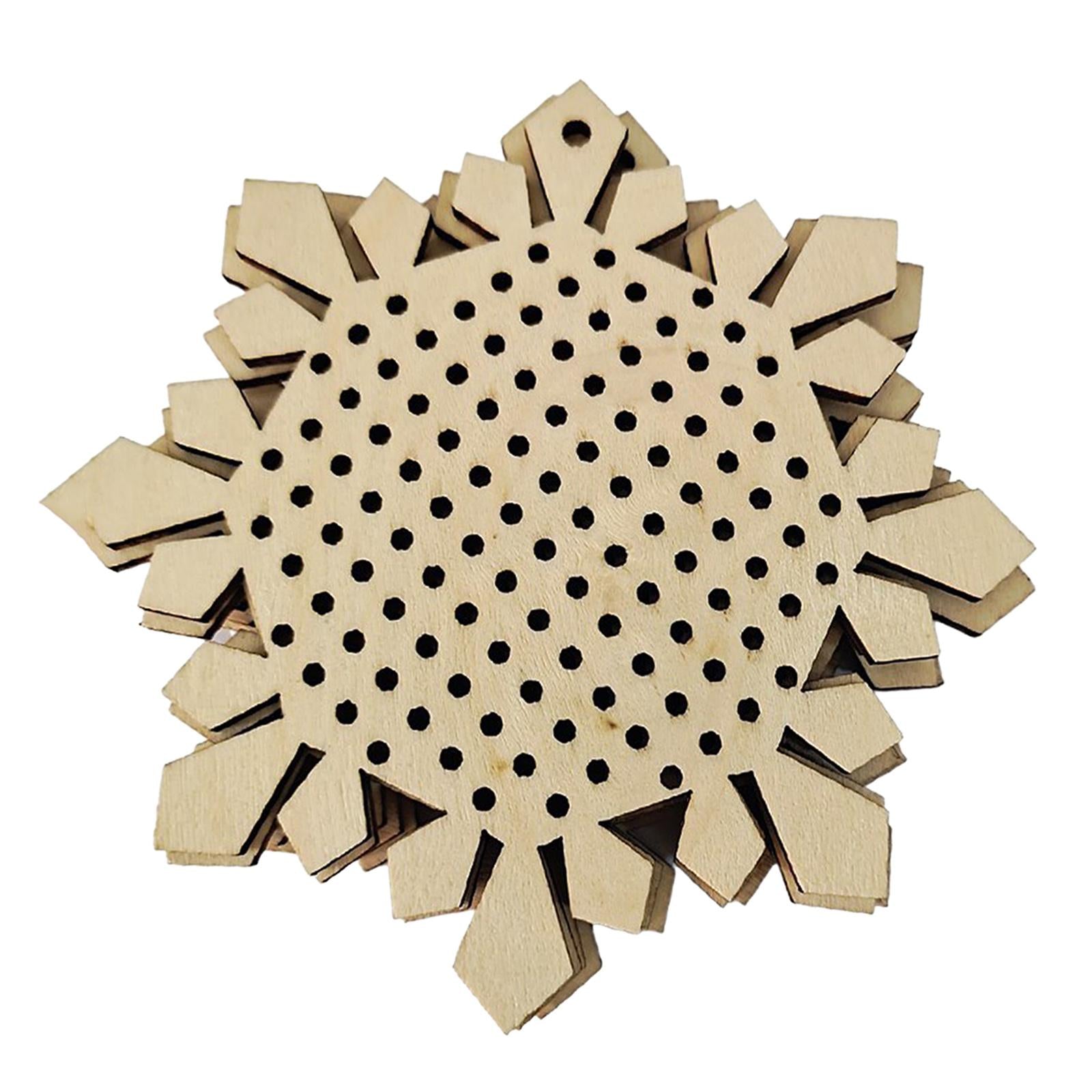 12Pcs Cross Stitch Pendant Blank Wood Shapes for Handmade Embroidery Style 1