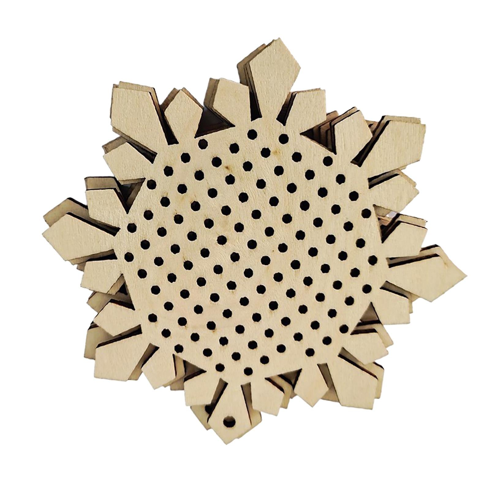 12Pcs Cross Stitch Pendant Blank Wood Shapes for Handmade Embroidery Style 1