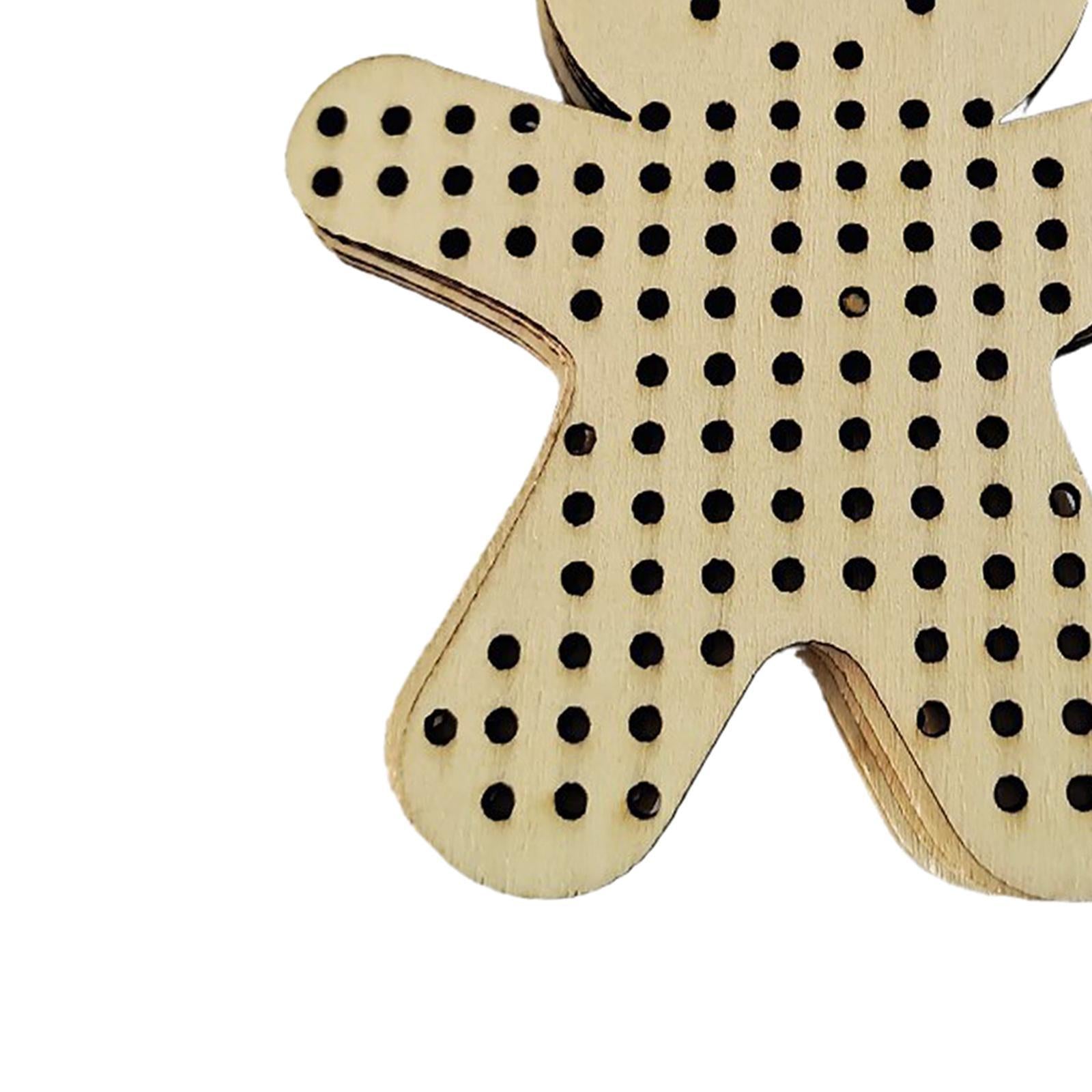 12Pcs Cross Stitch Pendant Blank Wood Shapes for Handmade Embroidery Style 2