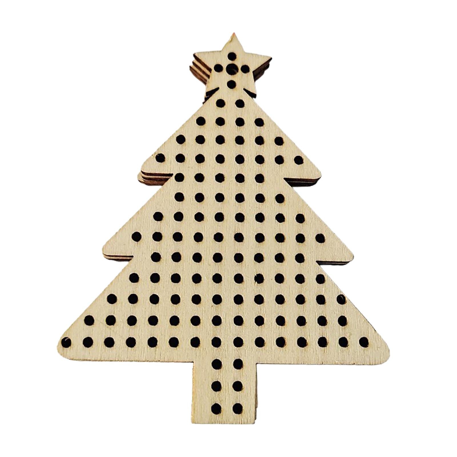 12Pcs Cross Stitch Pendant Blank Wood Shapes for Handmade Embroidery Style 3
