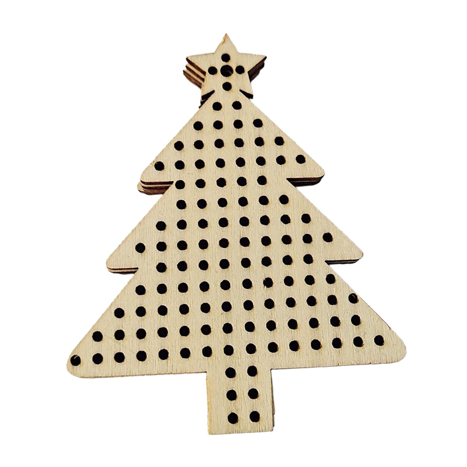 12Pcs Cross Stitch Pendant Blank Wood Shapes for Handmade Embroidery Style 3