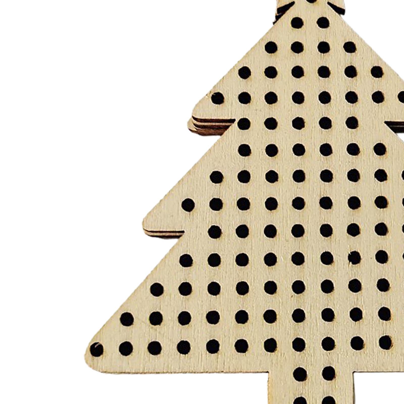 12Pcs Cross Stitch Pendant Blank Wood Shapes for Handmade Embroidery Style 3