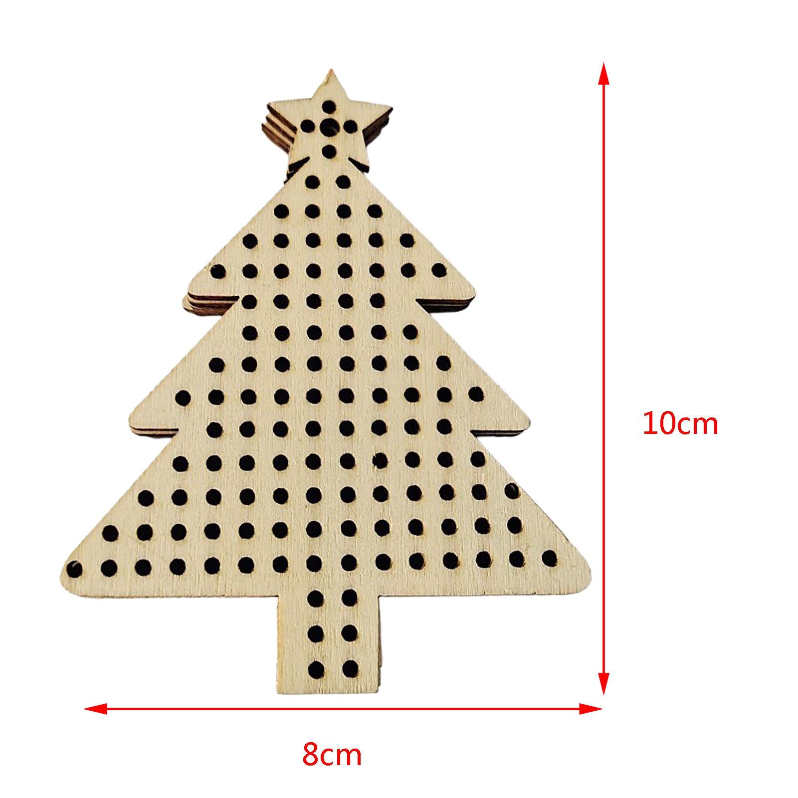 12Pcs Cross Stitch Pendant Blank Wood Shapes for Handmade Embroidery Style 3