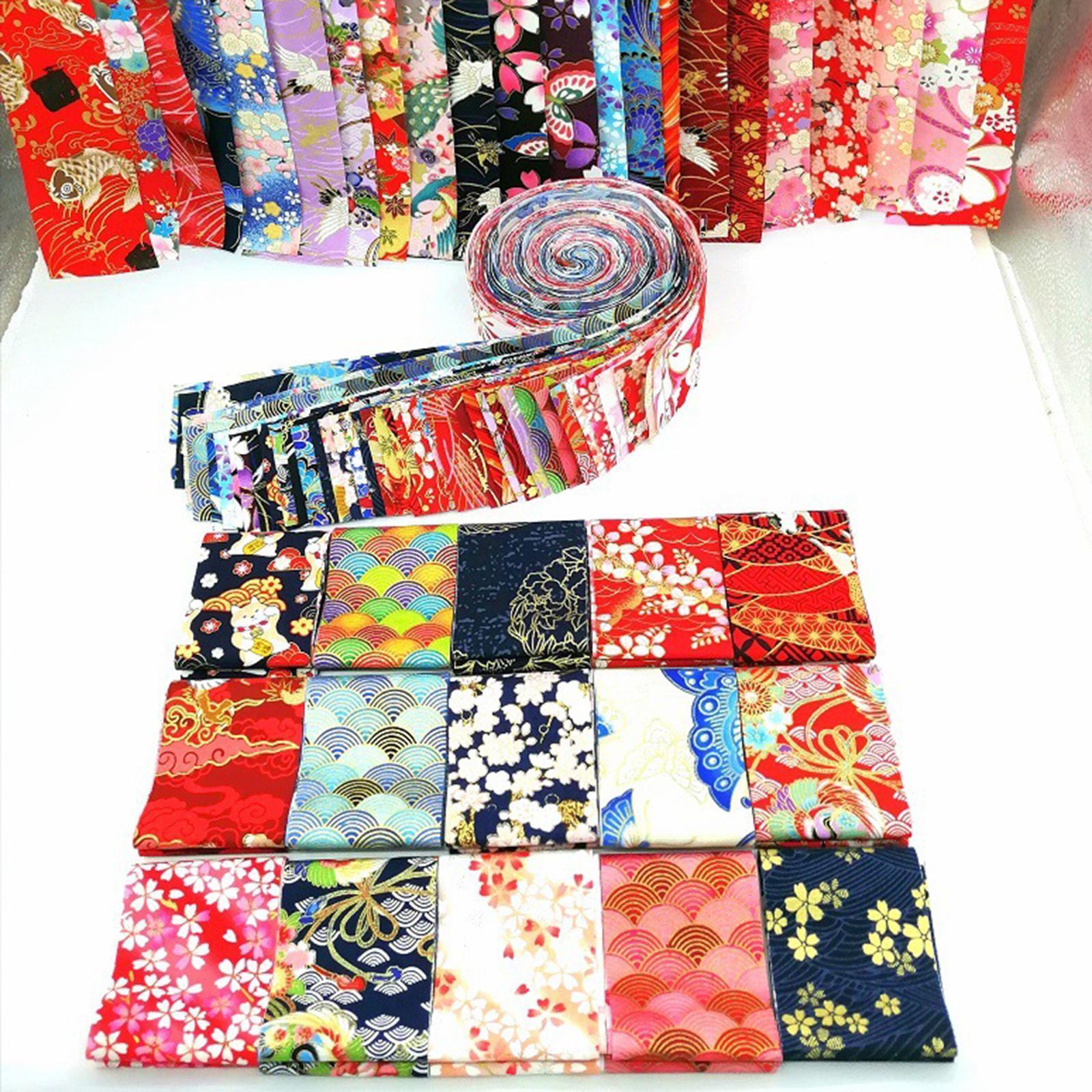 40 Pieces Cotton Fabric Strips Bundle Fabric Patchwork Supplies 6.5x50cm