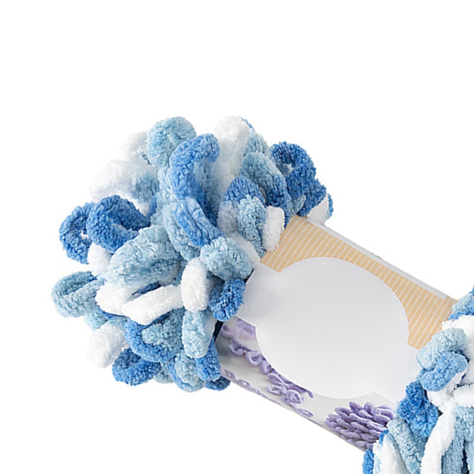 3 pieces Finger Loops Yarn Knit Skein Scarf Making Blanket Blue and white