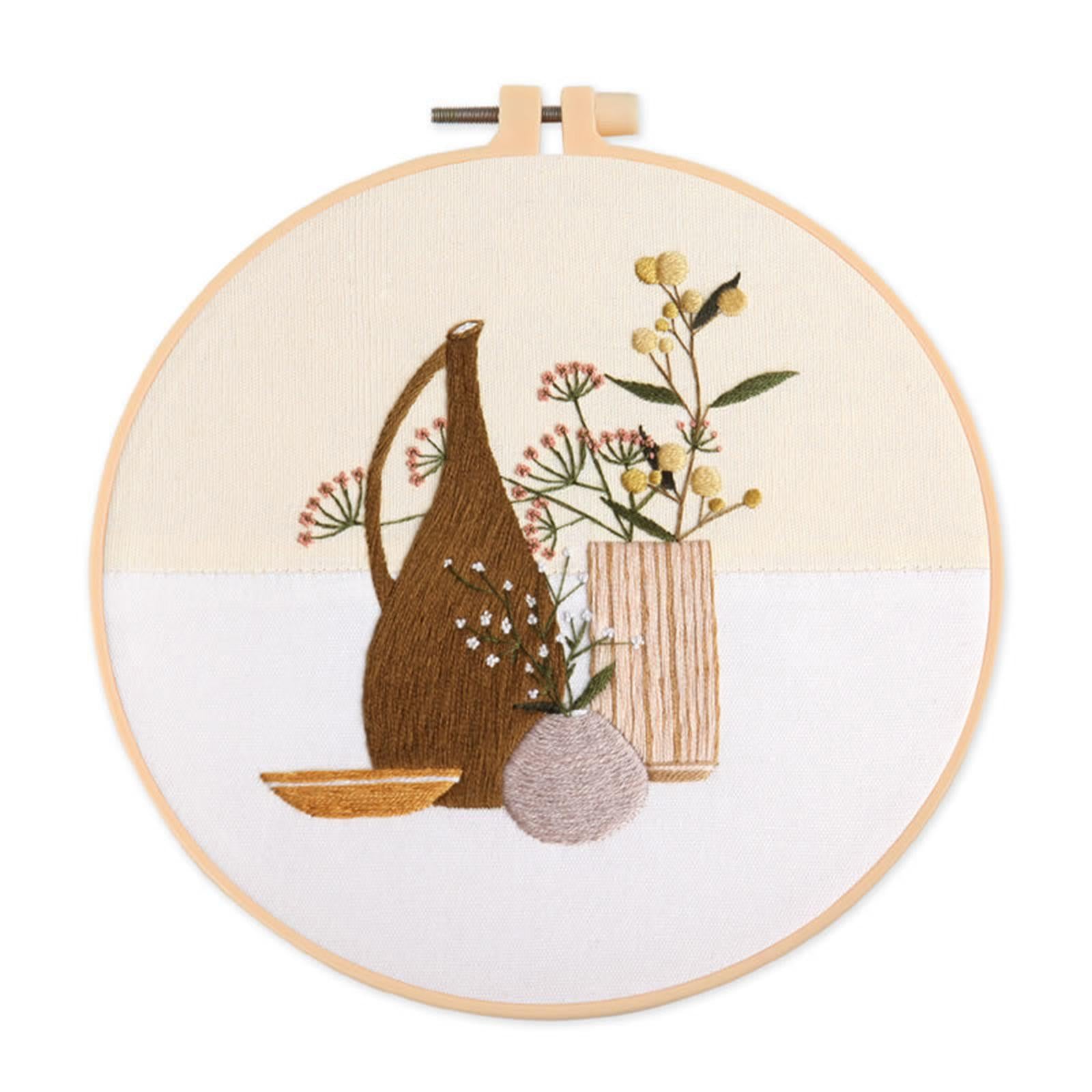 Set of 4 Beginners Embroidery Kit Cross Stitch with Hoop Beautiful Pattern