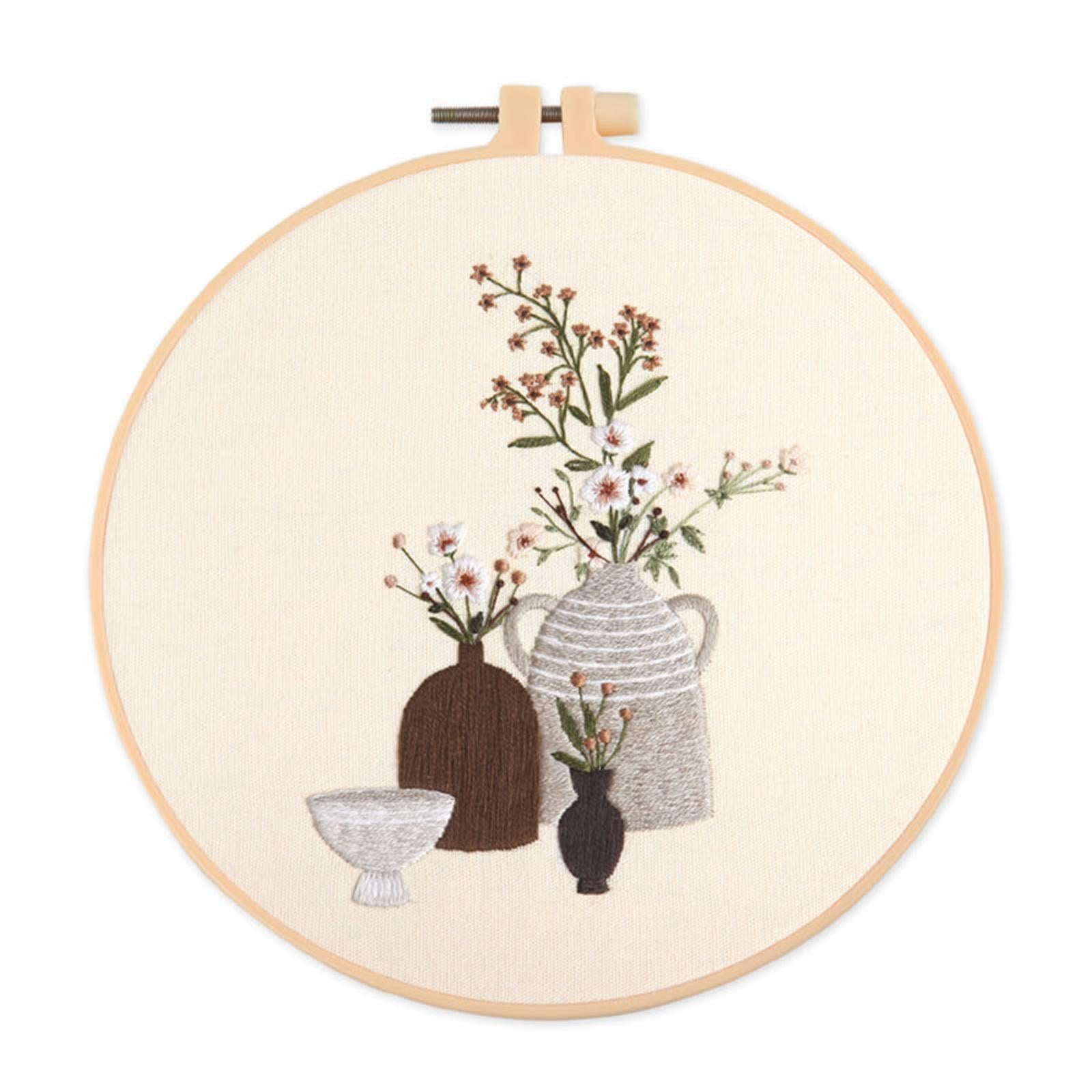 Set of 4 Beginners Embroidery Kit Cross Stitch with Hoop Beautiful Pattern