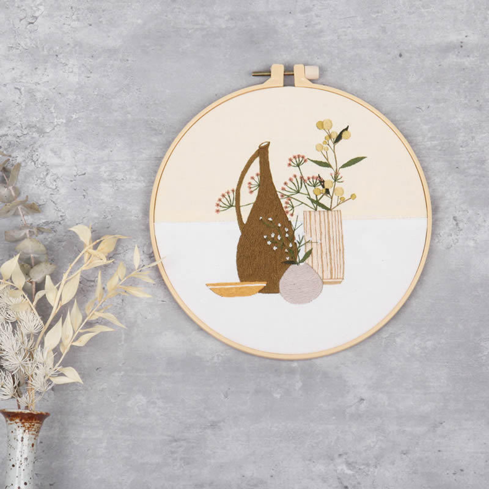 Set of 4 Beginners Embroidery Kit Cross Stitch with Hoop Beautiful Pattern