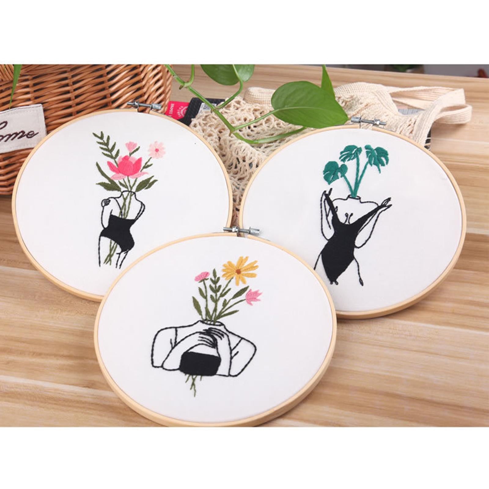 5pcs Body Art Embroidery Starter Kit DIY Beginners Stitch Set with Hoops