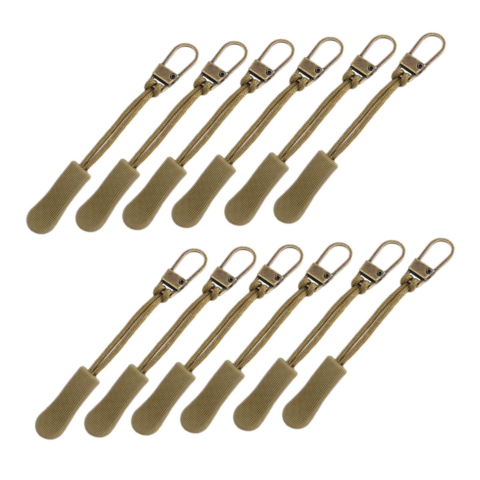 12 Pieces Zipper Pulls Durable Cord Extension for Luggage Coat Bronze