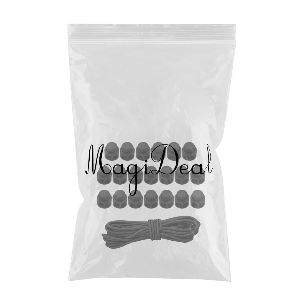 20pcs Plastic Cord Locks End Spring Loaded Slider + 3m Bungee Cord Style 1