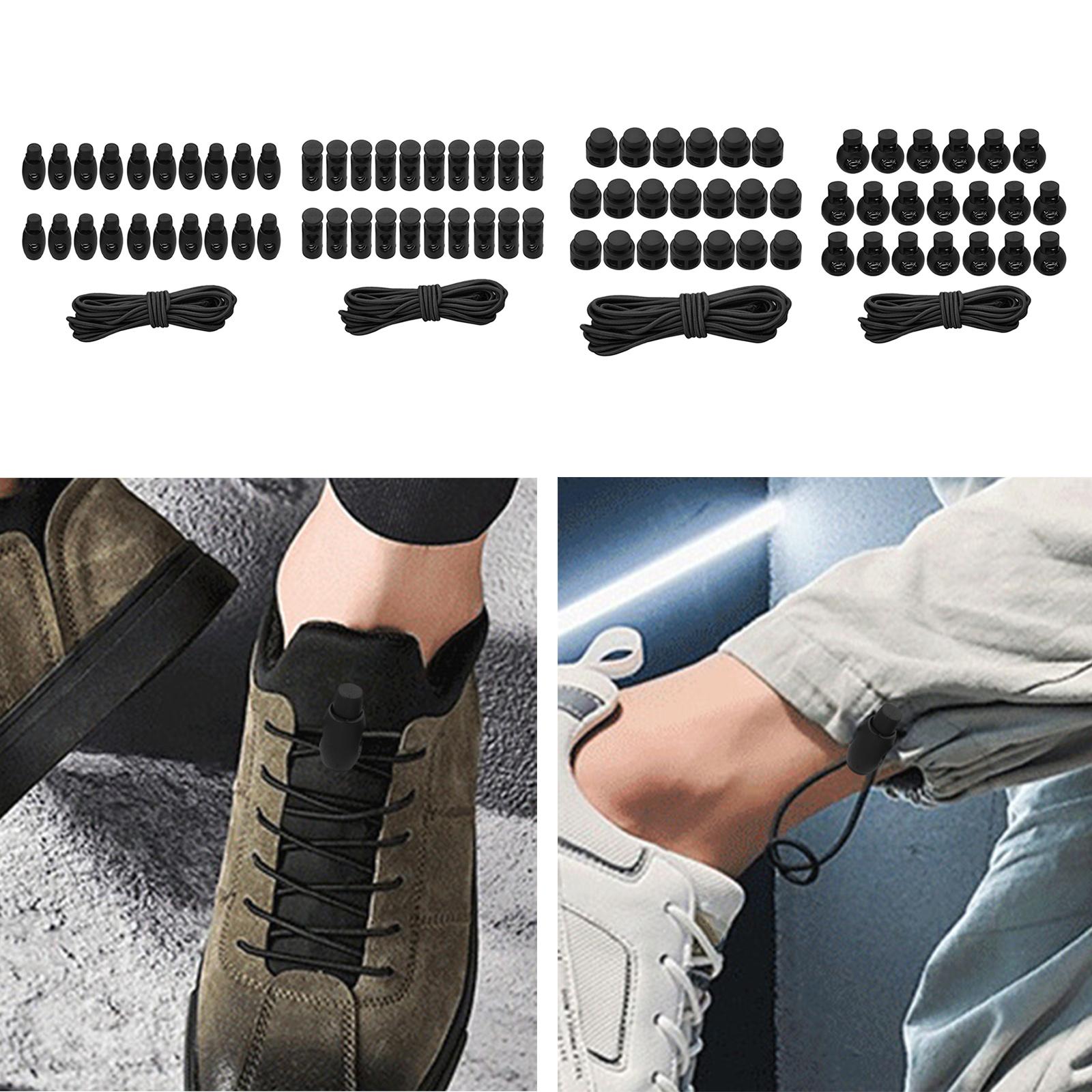 20pcs Plastic Cord Locks End Spring Loaded Slider + 3m Bungee Cord Style 1