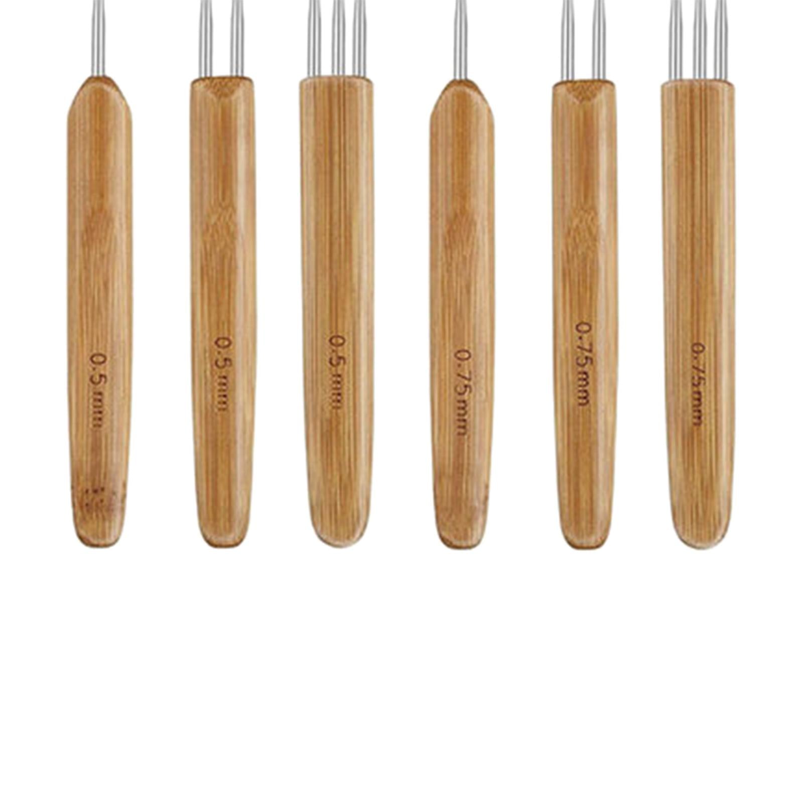 11x Crochet Needle Hooks Bamboo Handle Dreadlock Knit Hair Making Braiding