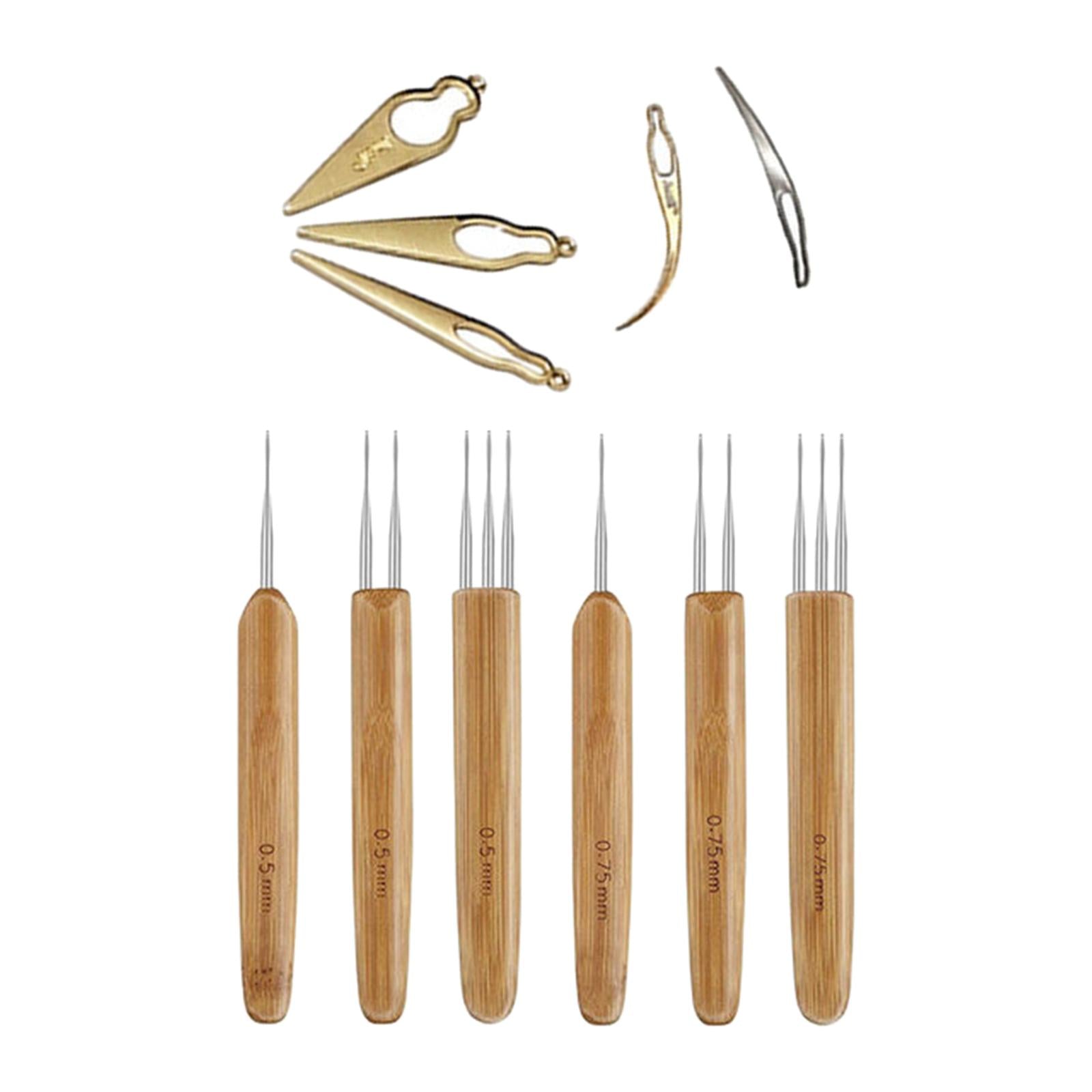11x Crochet Needle Hooks Bamboo Handle Dreadlock Knit Hair Making Braiding