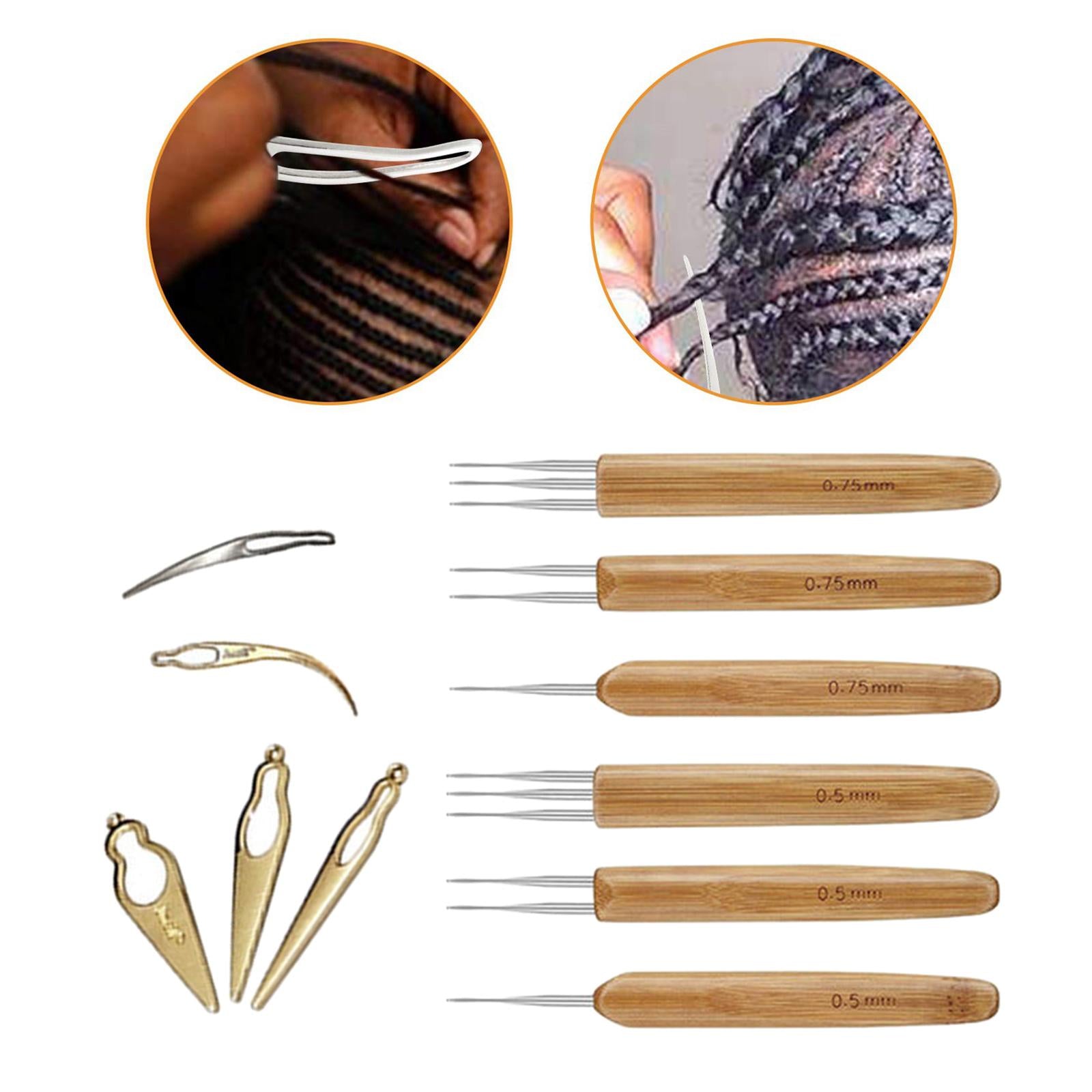 11x Crochet Needle Hooks Bamboo Handle Dreadlock Knit Hair Making Braiding
