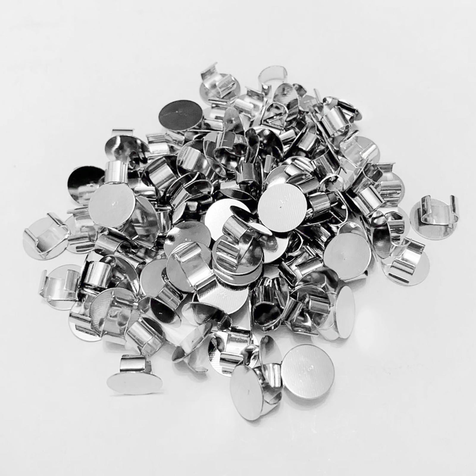 100 Pieces Hair Clip Base 10mm DIY Handmade Silver Buttons for Findings Girl